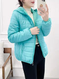 Minimalist Light Weight Women Down Cotton Jackets 2024 New Winter Korean Style Hooded Quilted Parkas Female Windbreaker Outwear-belleandkai.com