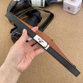 Women's Leather Belt Golden Metal Buckle Luxury Casual Fashion Belt for Jeans and Dresses Women's Belts-belleandkai.com