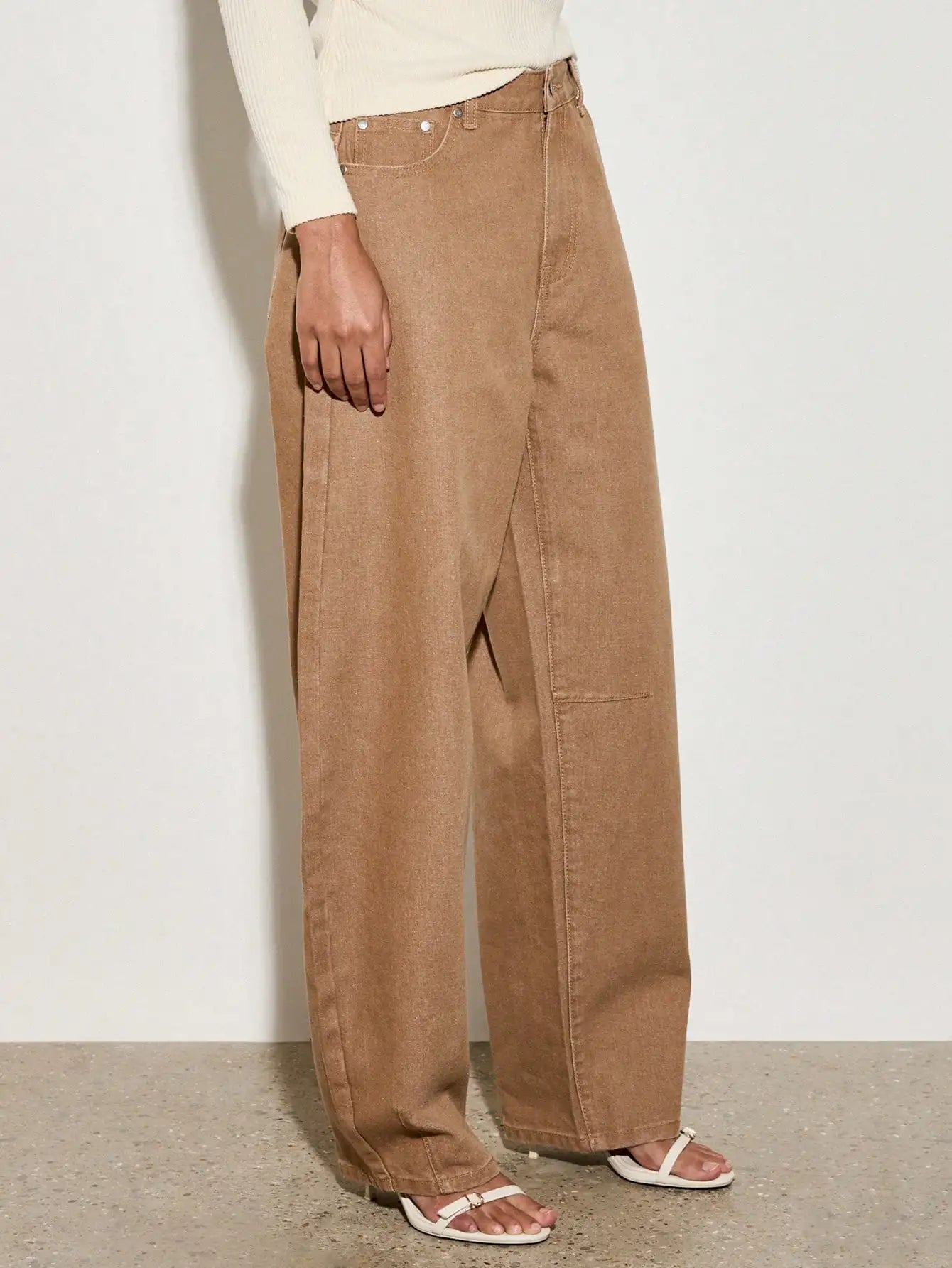 European style  American retro  high waisted wide leg jeans for women  new style for spring summer 2025  loose and slimming effe-belleandkai.com