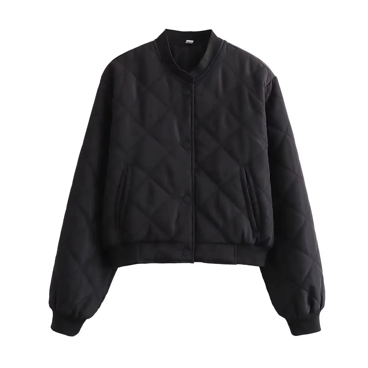 TRAF 2025 Women's Fashion Bomber Jacket Autumn Winter Short Parka Coat Vintage Long Sleeve Streetwear Casual New In Jackets-belleandkai.com