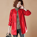 Fashion Plus Size Leather Jacket Women Zipper Windbreaker High-end Spring Autumn Coats Baseball Jersey Long Sleeve Trench Coat-belleandkai.com