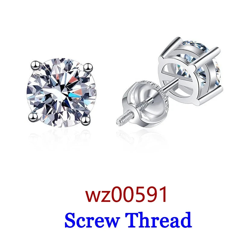 DJMAX 0.5-2ct Moissanite Diamond Stud Earrings for Women Original 925 Sterling Silver Lady's Moissanite Earring New 2025-belleandkai.com