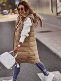 Long with Hood Outdoor Vest Down Women's Jacket Quilted Coat Sleeveless Jacket Winter Light Weight Sweaters-belleandkai.com