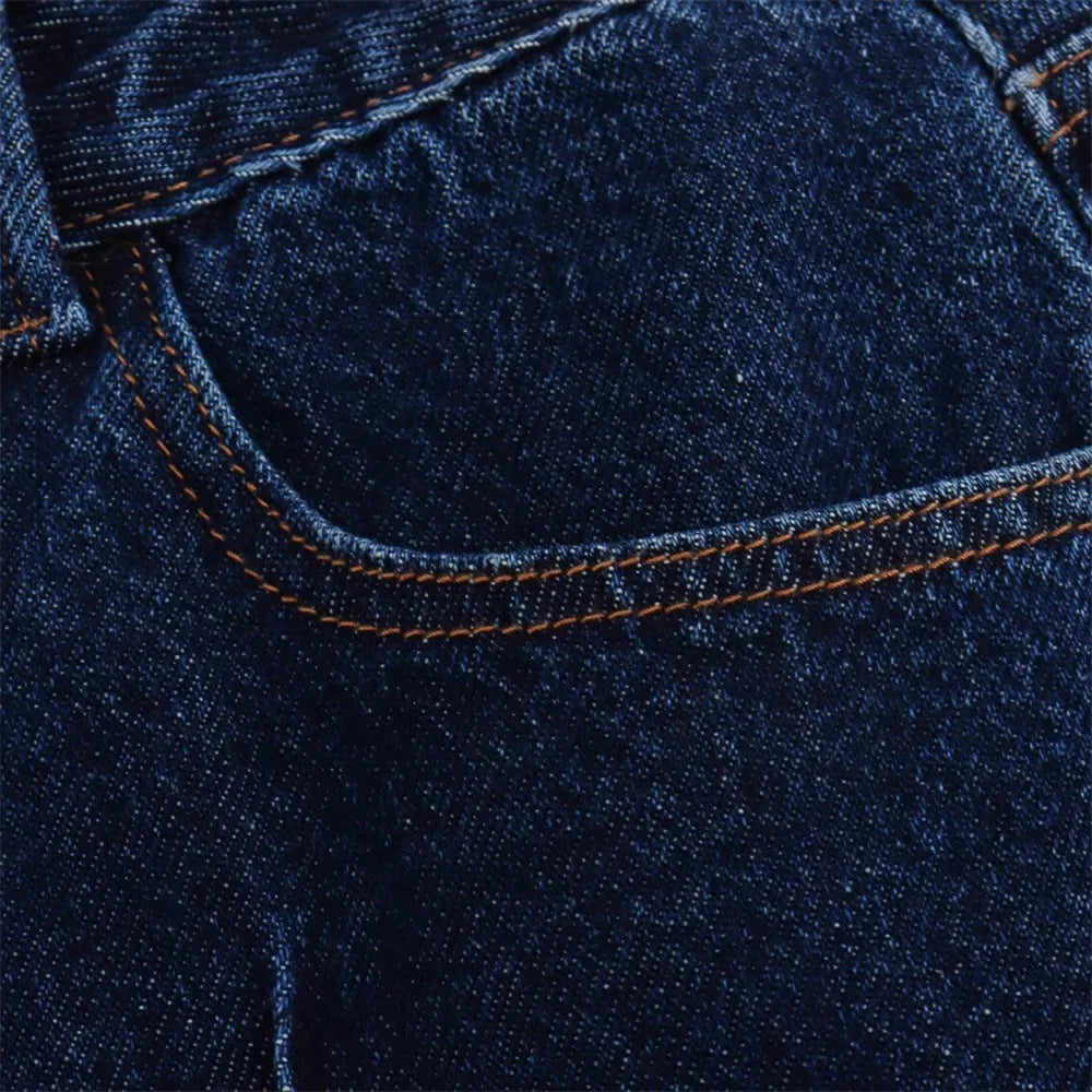 Summer New Product Casual Women's Fashion Solid Color Versatile Loose Simple High Waist Wide Leg Jeans-belleandkai.com
