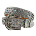 Skull Rhinestone Belts For Women Men Y2K Leather Strap Crystal Studded Western Cowgirl Cowboy Diamond Bling Bling Belt-belleandkai.com