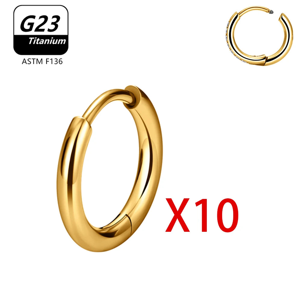 1/10pcs G23 Titanium Hoop Earring For Women Piercing Nose Ring ASTM F136 Body Jewelry Accessories Wholesale 2024 New-belleandkai.com