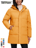 TACVASEN Winter Quilted Duck Feather Down Jackets Womens Padded Puffer Warm Hooded Long Coats Thermal Waterproof Thick Outerwear-belleandkai.com