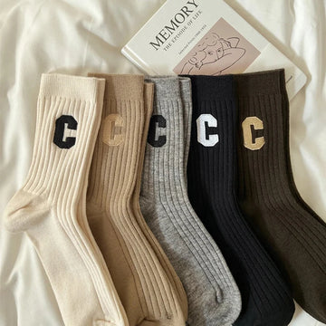 5 Pairs/Lot Socks Women's Cotton Print Short Ankle Set White Sports Cycling Running Compression Summer Breathable-belleandkai.com