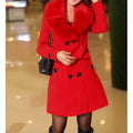 New Autumn Winter Women's Woolen Coat Mid-Length Korean Style Faux Fur Collar Sweater Material Outerwear Fashionable Ladies' Jac-belleandkai.com