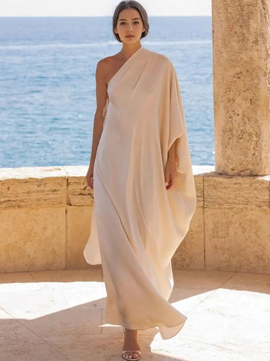 Elegant Batwing Sleeves Solid Color Split-Joint-belleandkai.com