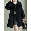 Autumn Winter New Style Slimming Long Coat with Heart Buckle Doll Collar Knitted Outerwear for Women Chinese Brand AE Stock-belleandkai.com