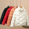 Autumn Winter Down Jacket For Women 2024 Solid Stand Collar Plaid Ultralight White Duck Down Coat Keep Warm Puffer Jacket Female-belleandkai.com