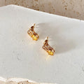 Lxalry Citrine Studs – Gold & Diamond Hypoallergenic Earrings, November Birthstone Gift for Success & Wisdom-belleandkai.com