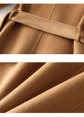 2025 Autumn 100% Wool Coats With Belt Fashion Open Stitch Elegant Woolen Cashmere Coat Veste Femme Tops-belleandkai.com
