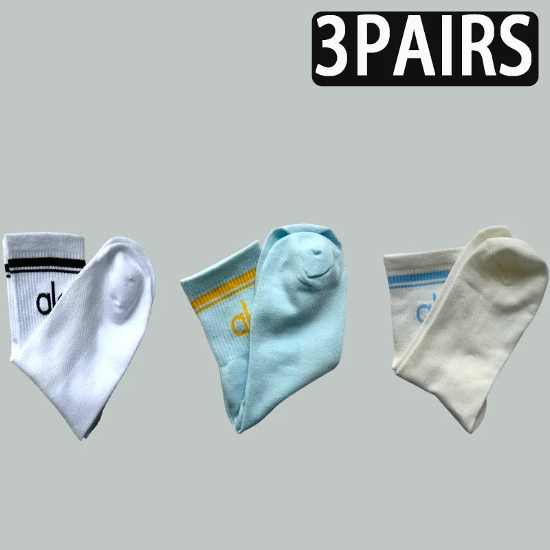 1/3/5 Pairs A* Mid Tube Yoga Socks Premium Cotton Unisex Breathable Comfortable Fitness Socks Set for Yoga Gym Sports All Season-belleandkai.com