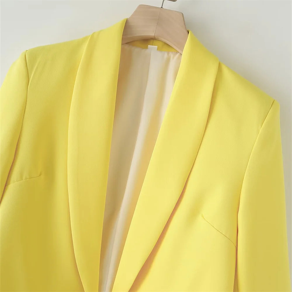 Zach Ailsa 2024 Autumn New Product Women's Wear Simple and Elegant Slim Fit Solid Color Pocket Decoration Suit Coat-belleandkai.com