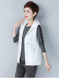 Thin Summer Women's Vest Jacket 2025 New Short Hooded Sleeveless Coat Female Solid color Casual Liner Waistcoat Jackets Tops-belleandkai.com