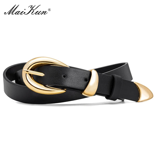 Maikun Fashion Personality Metal Ring Pin Buckle Belt Versatile Jeans Simple Decorative Belt-belleandkai.com