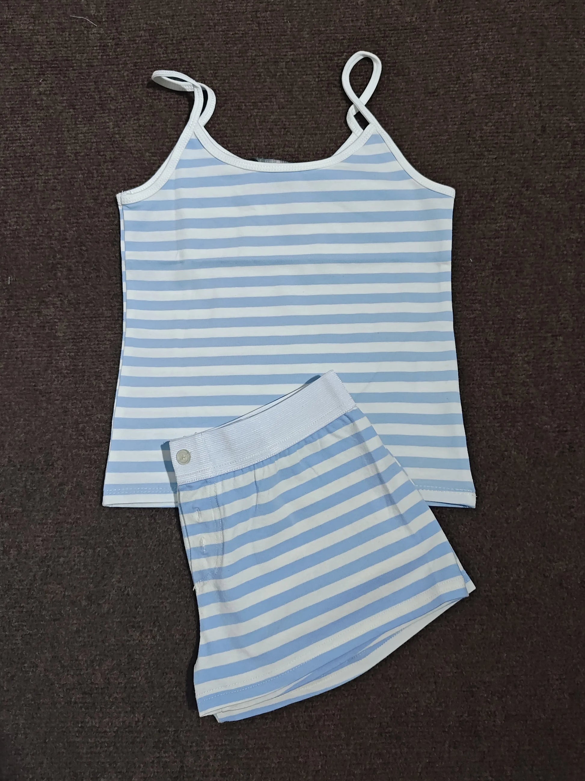 Strawberry Vest Shorts 2 Pieces Set Woman Eyelet Bow Slim Tank Top with Elastic Waist Patchwork Straight Short Pant Sweet Sets-belleandkai.com