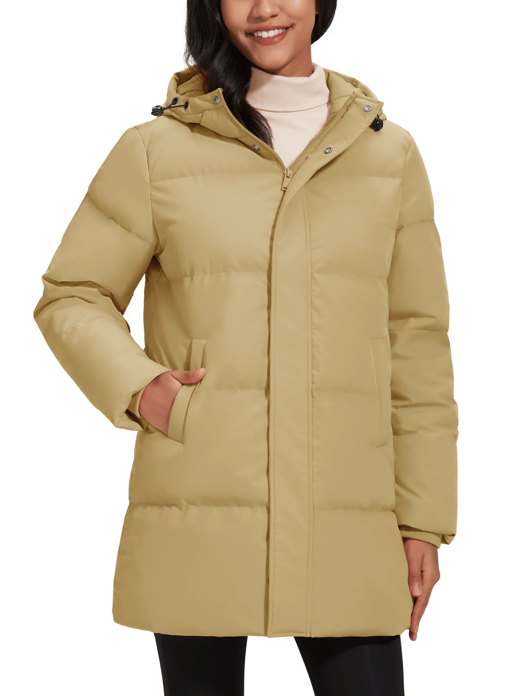 TACVASEN Winter Quilted Duck Feather Down Jackets Womens Padded Puffer Warm Hooded Long Coats Thermal Waterproof Thick Outerwear-belleandkai.com