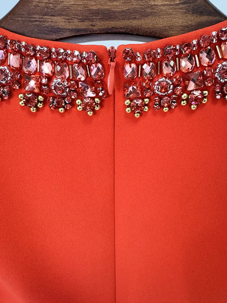 HIGH STREET Newest 2025 Designer Fashion Women's Colorful Diamond Beading Sleeveless  Tank Dress-belleandkai.com