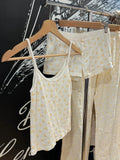 Strawberry Vest Shorts 2 Pieces Set Woman Eyelet Bow Slim Tank Top with Elastic Waist Patchwork Straight Short Pant Sweet Sets-belleandkai.com
