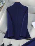 Fashion Ladies Blazer Women Orange Navy Pink Solid Long Sleeve Female Business Work Wear Slim Formal Jacket For Autumn Winter-belleandkai.com