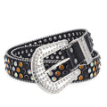 Men's Jeans Rhinestone Large Size Belt Women's Belt Western Denim Shiny Rivet Design Leather HipHop Punk Rock Y2K Style Belt-belleandkai.com