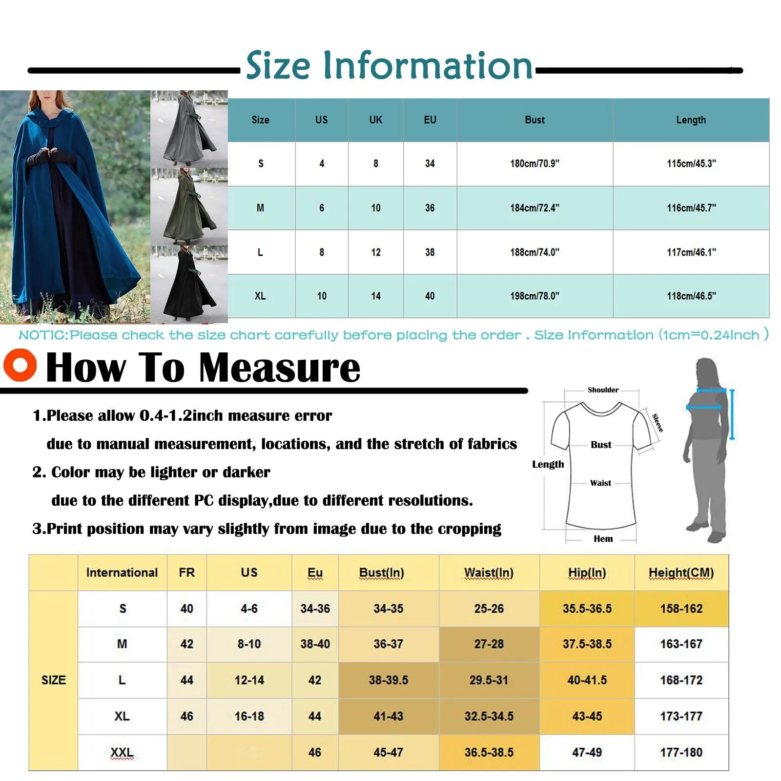 Winter Cloak Hooded Trench Coat Women Gothic Cape Women Trench Coat Open Front Cardigan Jacket Coat Cape Cloak Poncho Plus-belleandkai.com