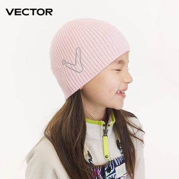VECTOR Children's Embroidered Ski Knitted Hat Solid Color for Warmth, Warmth, Comfort, and Skin Friendly Trend Versatile-belleandkai.com