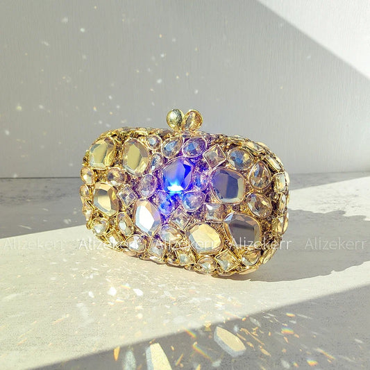 Alizekerr Glass Crystal Evening Bags Women 2025 Luxury Designer Gorgeous Sparkling Rhinestone Clutch Purses Bridal Wedding Party-belleandkai.com