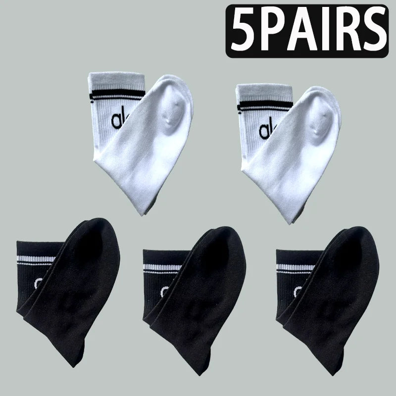 1/3/5 Pairs A* Mid Tube Yoga Socks Premium Cotton Unisex Breathable Comfortable Fitness Socks Set for Yoga Gym Sports All Season-belleandkai.com