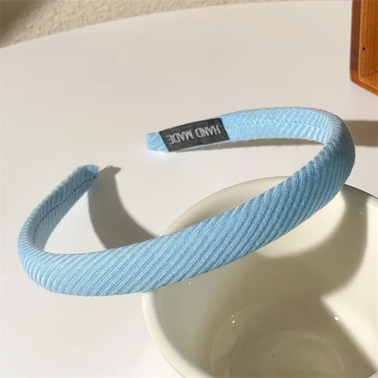 New Korean Simple Striped Solid Color Hair Band for Women's Sweet Versatile Face Washing Headband Girls Hair Accessories-belleandkai.com