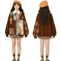Vintage Harajuku Knit Cardigan Aesthetics Print Y2k Clothes V-neck Sweater Long Sleeve Coats College Style Streetwear Design-belleandkai.com
