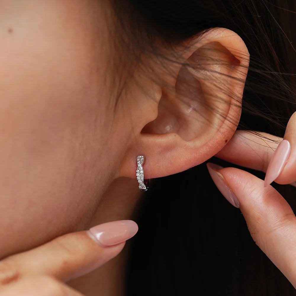 European-American Trendy Vintage Ear Clips PT950 Platinum Women's! 0.5CT Moissanite Elegant Hoops, High-End Eye-Catching & Chic-belleandkai.com