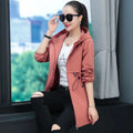 Hooded Coat Jacket for Middle-Aged Mothers Loose Elastic Waist Spring Autumn Zipper Open Cardigan Style Women's Clothing-belleandkai.com