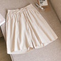 2024 Women Cotton Shorts,Summer Casual Solid Two Pockets shorts high waist loose shorts for girls Soft Cool female shorts-belleandkai.com