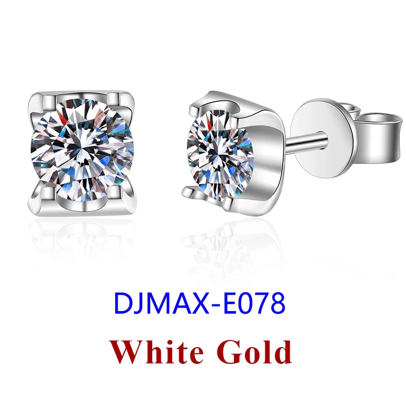 DJMAX 0.5-2ct Moissanite Diamond Stud Earrings for Women Original 925 Sterling Silver Lady's Moissanite Earring New 2025-belleandkai.com