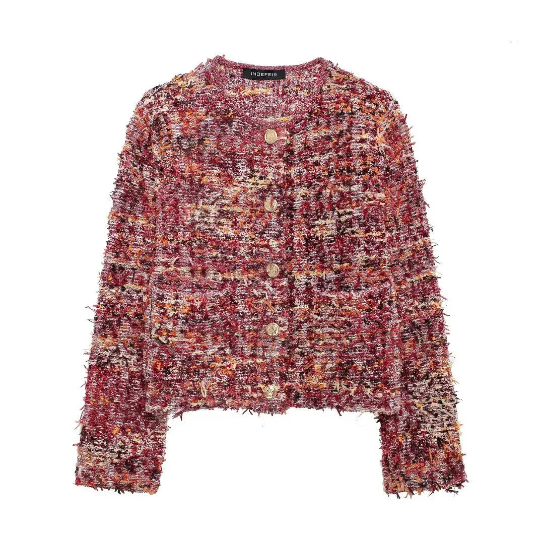 Autumn And Winter New Small Fragrant Style Sweet Loose Texture Single breasted Multi color Knitted Cardigan Women's Coat-belleandkai.com