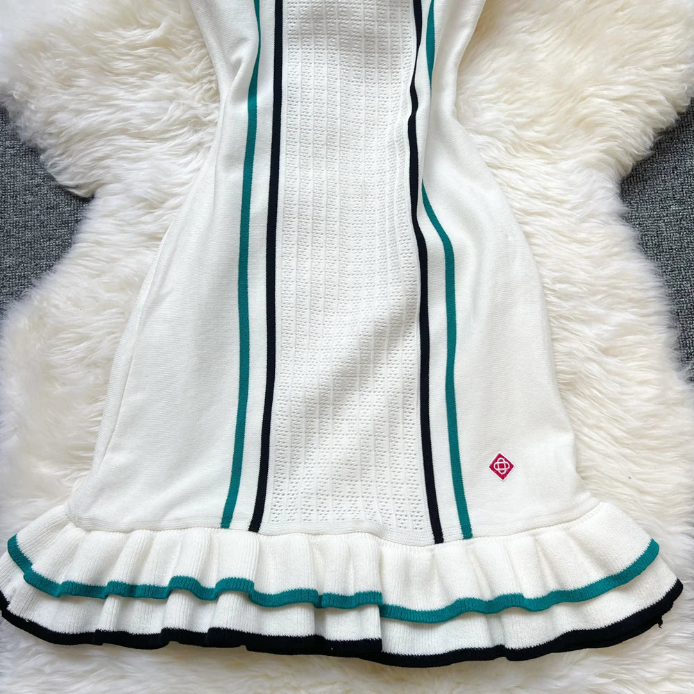 YuooMuoo Brand Fashion Women Knitted Mini Dress Ins Hot Sexy Package Hips Ruffled Party Dress Streetwear Lady Outfits Vestidos-belleandkai.com