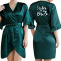 Dark Green Satin Team Bride Bridesmaid Robe Ruffle Wedding Bathrobe Gown Women Dressing Sleepwear Mother Maid of Honor Kimono-belleandkai.com