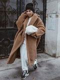 ZADORIN Winter Long Brown Teddy Coat Woman Oversized Lapel Lamb Fur Faux Fur Coat Chic Thick Warm Fur Jacket Woman Clothes Coats-belleandkai.com