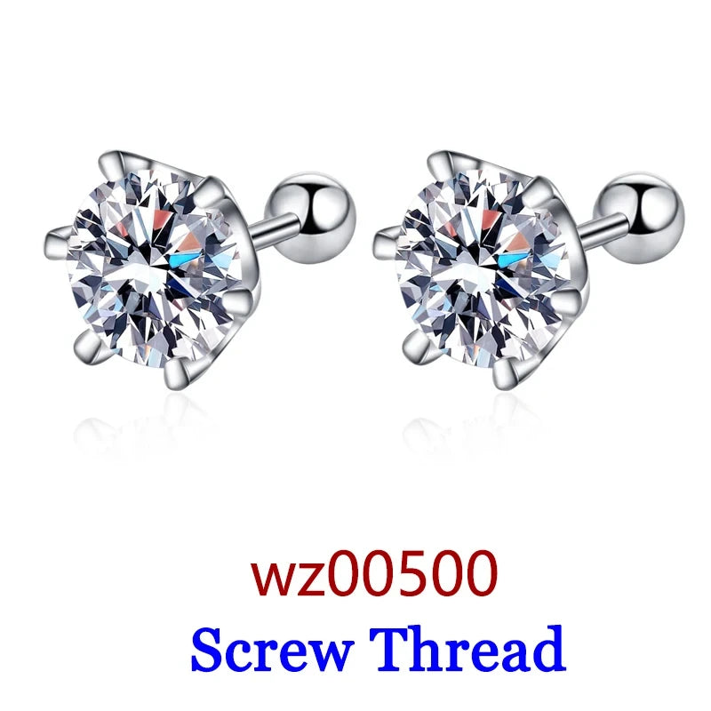 DJMAX 0.5-2ct Moissanite Diamond Stud Earrings for Women Original 925 Sterling Silver Lady's Moissanite Earring New 2025-belleandkai.com
