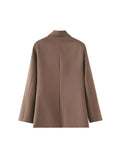 TRZA Women's Fashion Front Open Blazer Coat Long Sleeve Office Wear with Welt Pockets Chic Female Outerwear Top-belleandkai.com