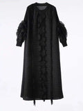 LANMREM Pleated Dress For Women V Neck Long Sleeves Solid Color Loose Big Size Female Elegant Clothing 2025 Spring New 2DB1281-belleandkai.com