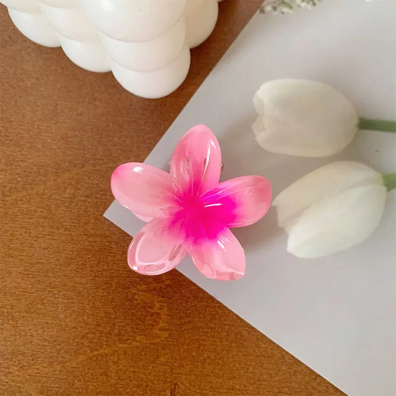 6Pcs Hawaiian Gradient Hair Clips Flower Hair Claws Women Hair Accessories Small Size Fashion Headwear Hairpin Crab Barrette-belleandkai.com