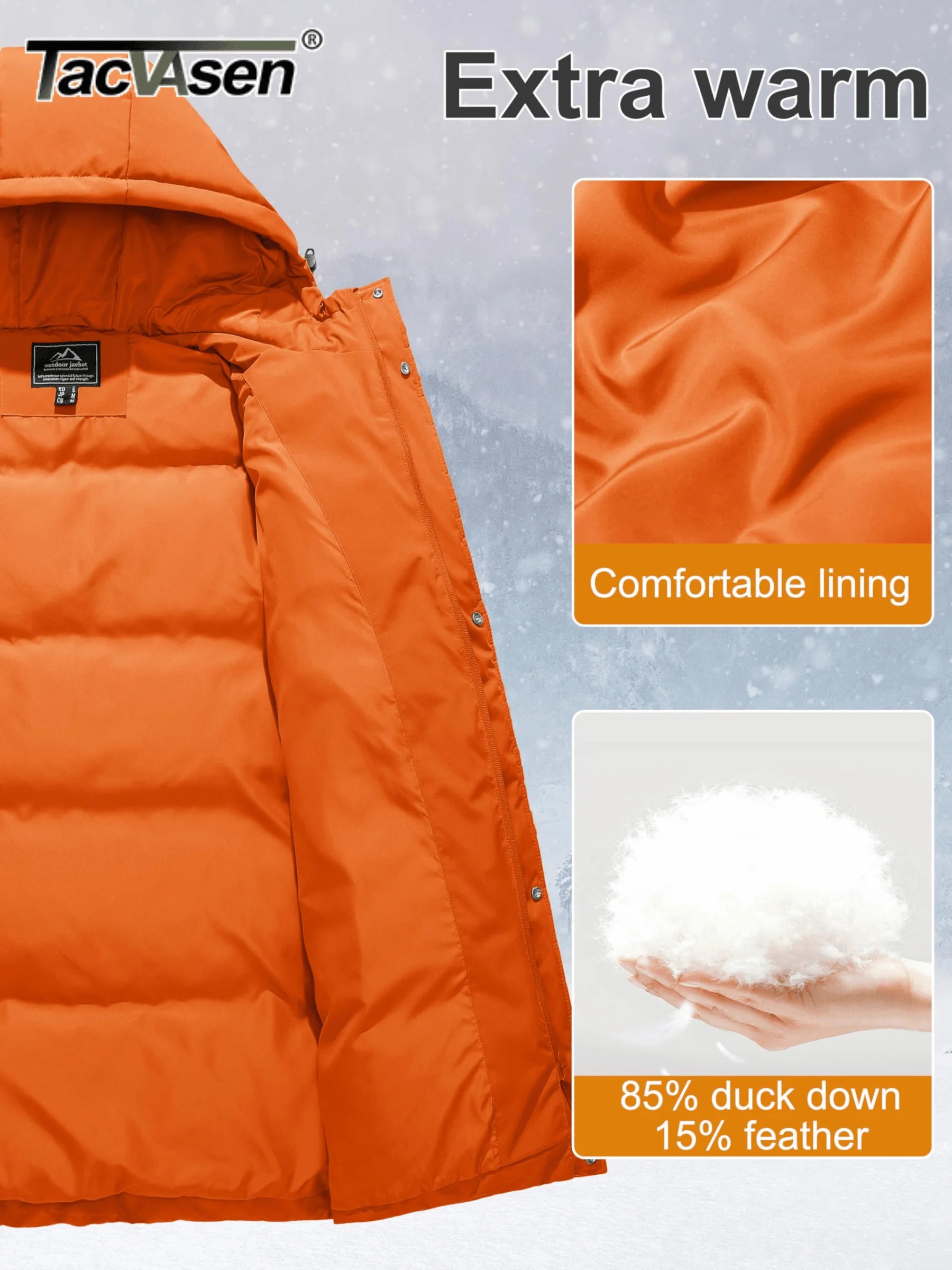 TACVASEN Winter Quilted Duck Feather Down Jackets Womens Padded Puffer Warm Hooded Long Coats Thermal Waterproof Thick Outerwear-belleandkai.com