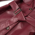 2025 Women New Fashion With Belt Long style Single Breasted Faux Leather Coat Vintage Long Sleeve Pockets Female Outerwear-belleandkai.com