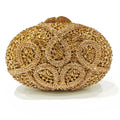 Gold Diamond Flower Evening Clutch Purse Oval Shape Rhinestone Crystal Wedding Bridal Clutches Luxury Phone Handbags-belleandkai.com