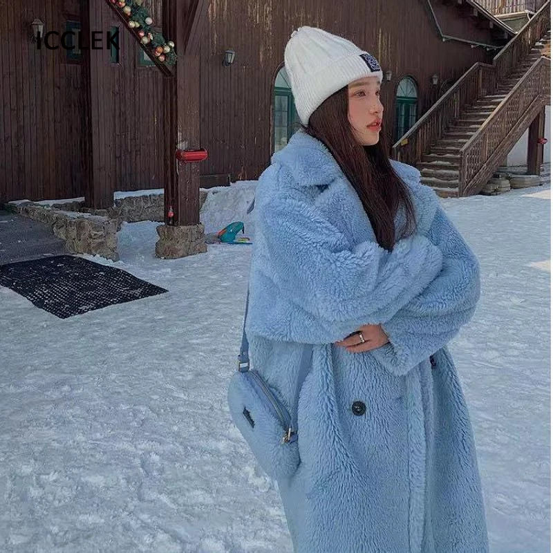 Casual Loose Autumn Women Jacket Winter Teddy Coat Woman Faux Fur Coat Female Plush Thick Warm Fleece Long Jacket Oversized-belleandkai.com